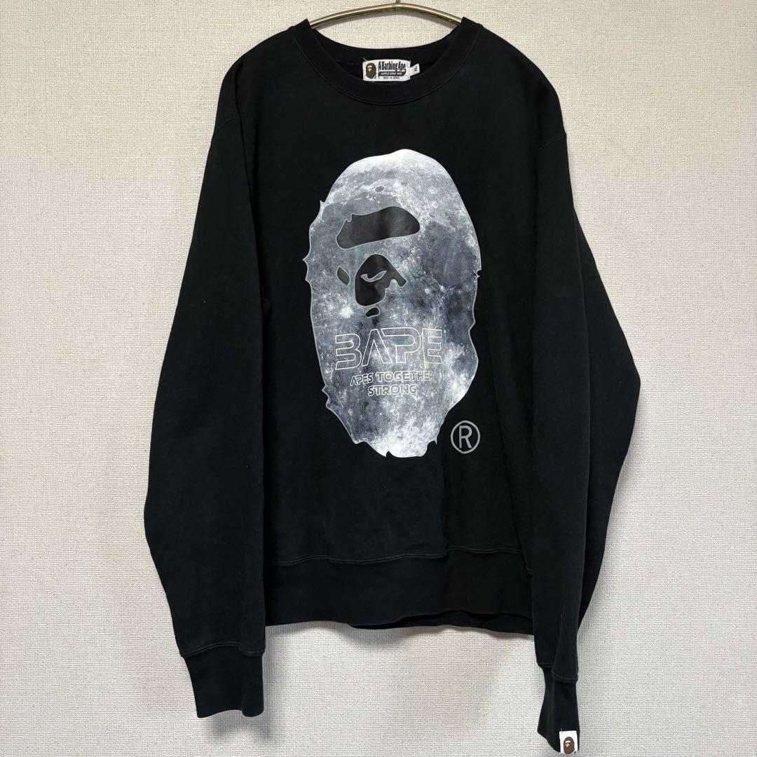 A BATHING APE Head Moon Crewneck XL ブラック