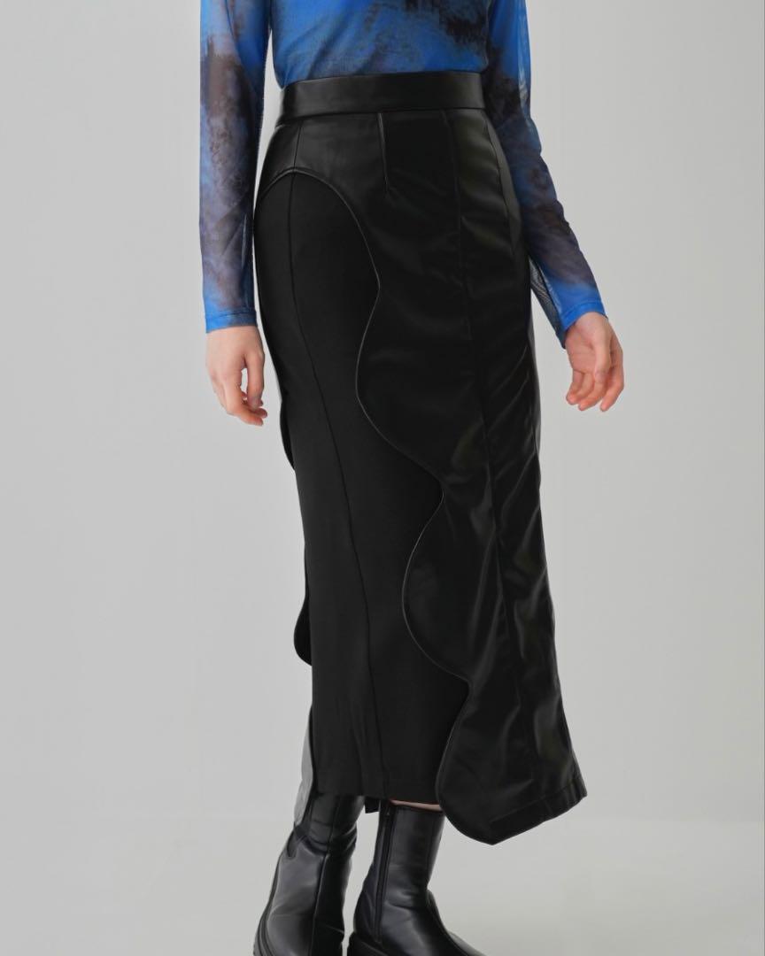 Uenui ウニュイ wave cutting tight skirt(黒) Uenui ウニュイ wave cutting tight skirt(黒)新着