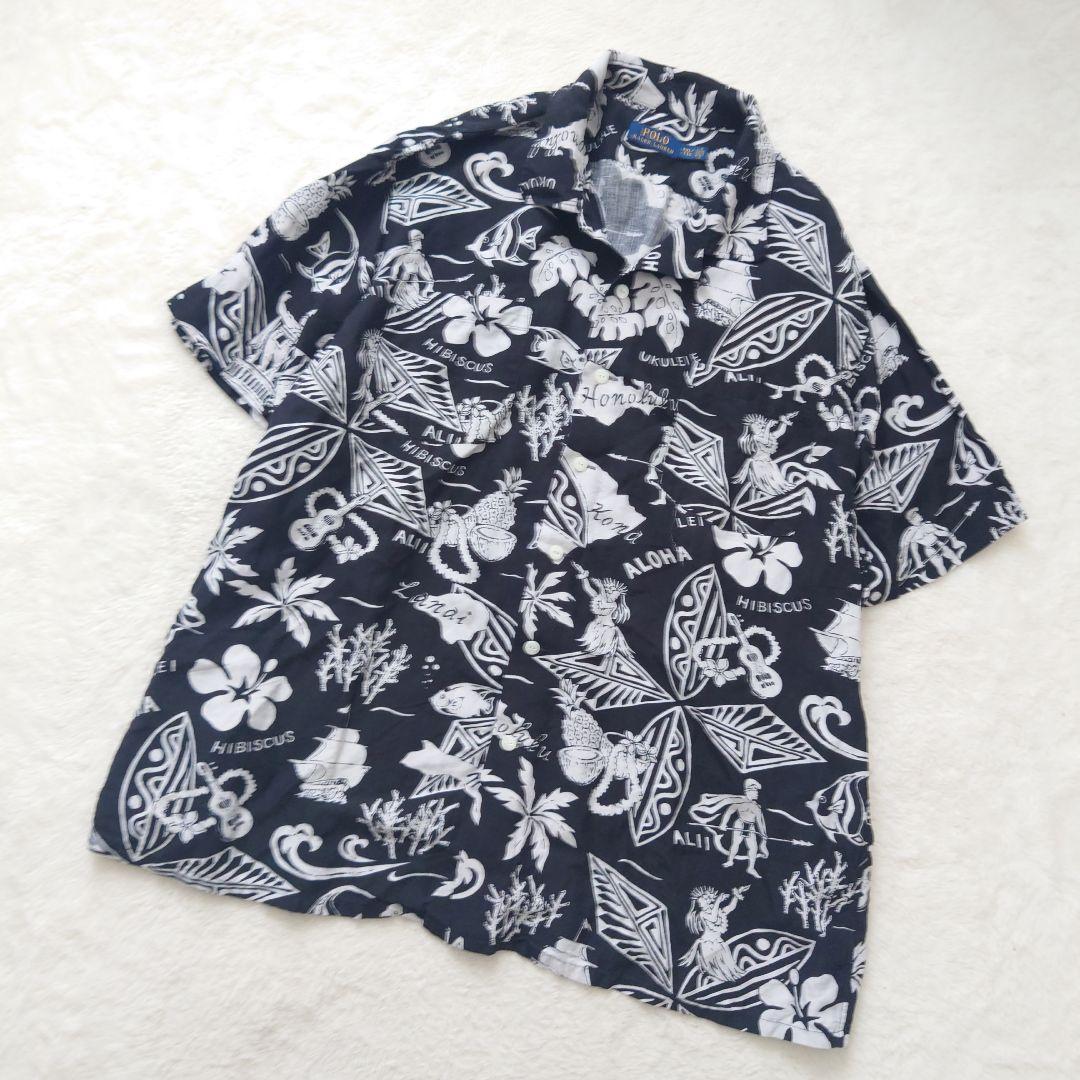 極希少 2XL POLO RALPH LAUREN モノトーン アロハシャツ