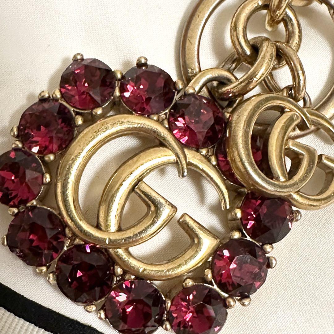 GUCCI キーホルダー　ゴーストライン 良品✨ GUCCI キーリング キーホルダー GGマーモント ライン