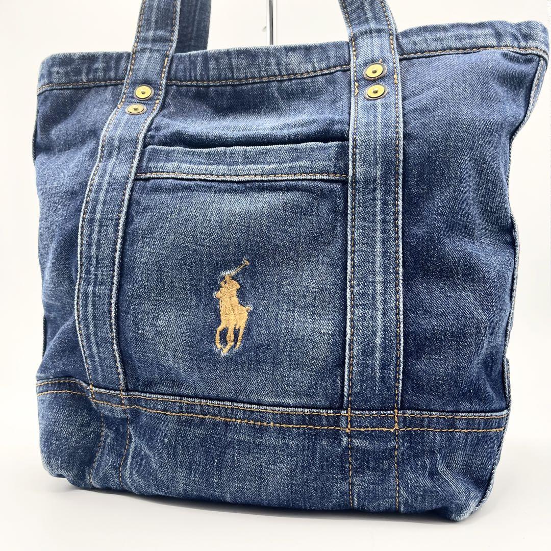 POLO RALPH LAUREN デニム ポニー 刺繍 トートバッグ