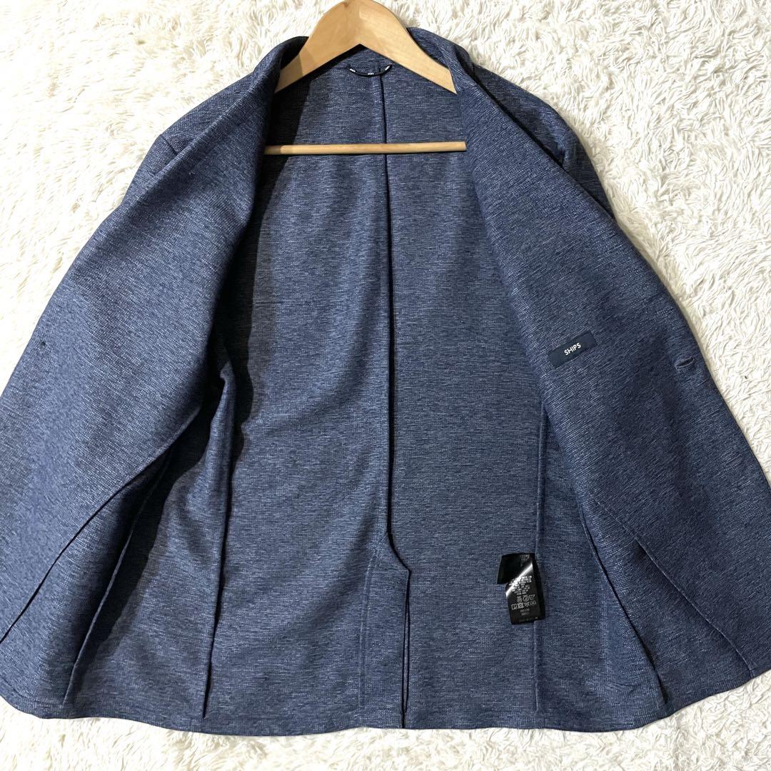 【極美品】シップス テーラードジャケット 春夏 伸縮性 洗濯可能 ネイビー M