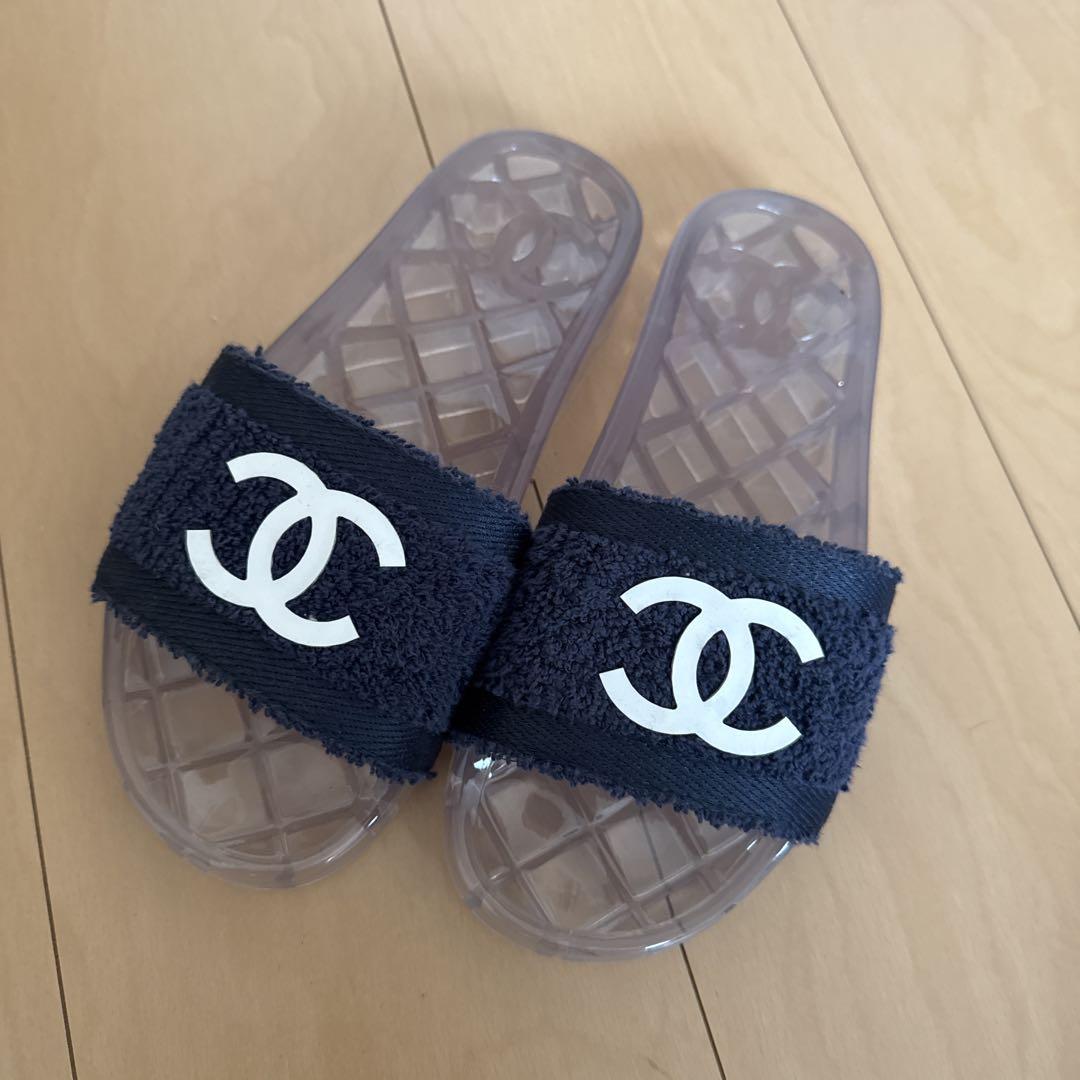 CHANEL シャネル サンダル レディース36 ネイビ ファブリック