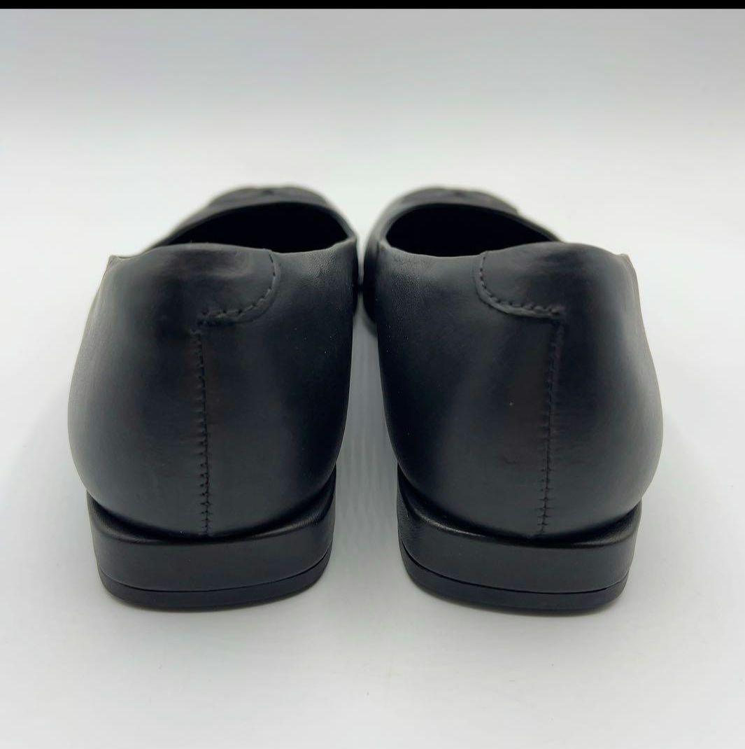 ❀美品 ecco フラットシューズ 黒 ブラック 24cm レザー