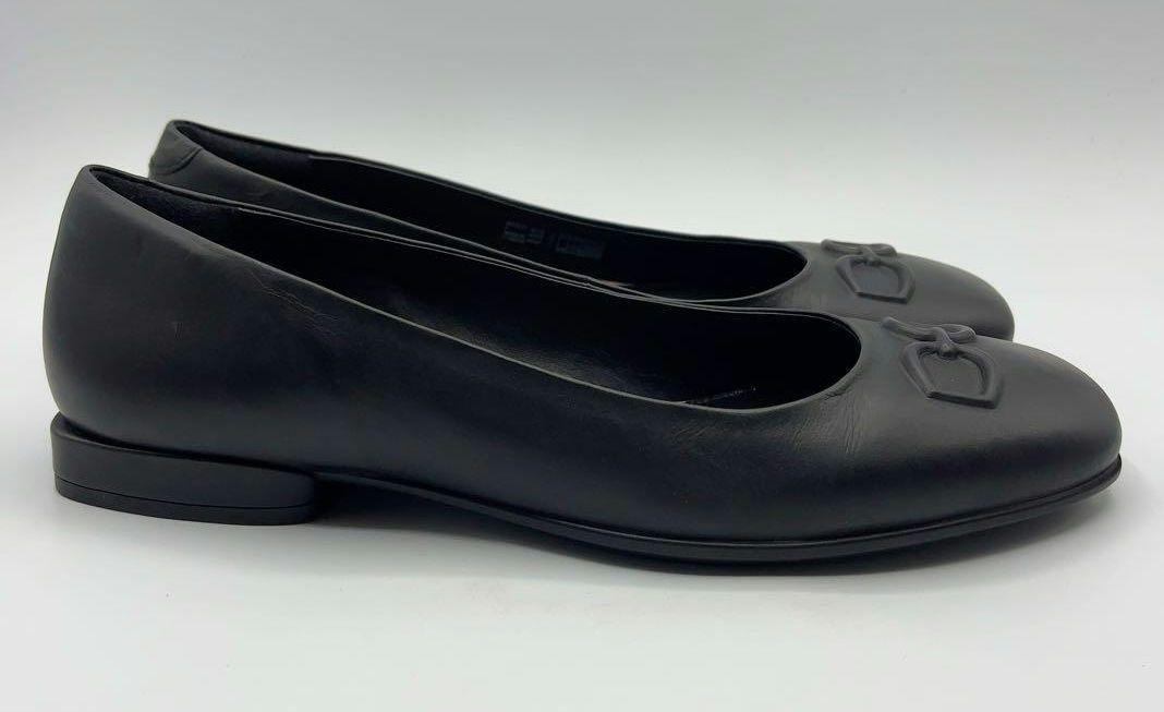 ❀美品 ecco フラットシューズ 黒 ブラック 24cm レザー