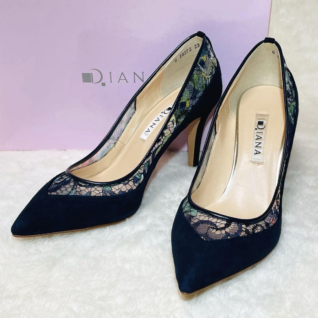 未使用級✨ DIANA ダイアナ パンプス チュール レース ポインテッドトゥ