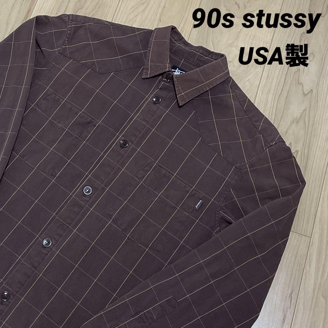 stussy ステューシー 90s USA製 ヘビーネルシャツ オールド M