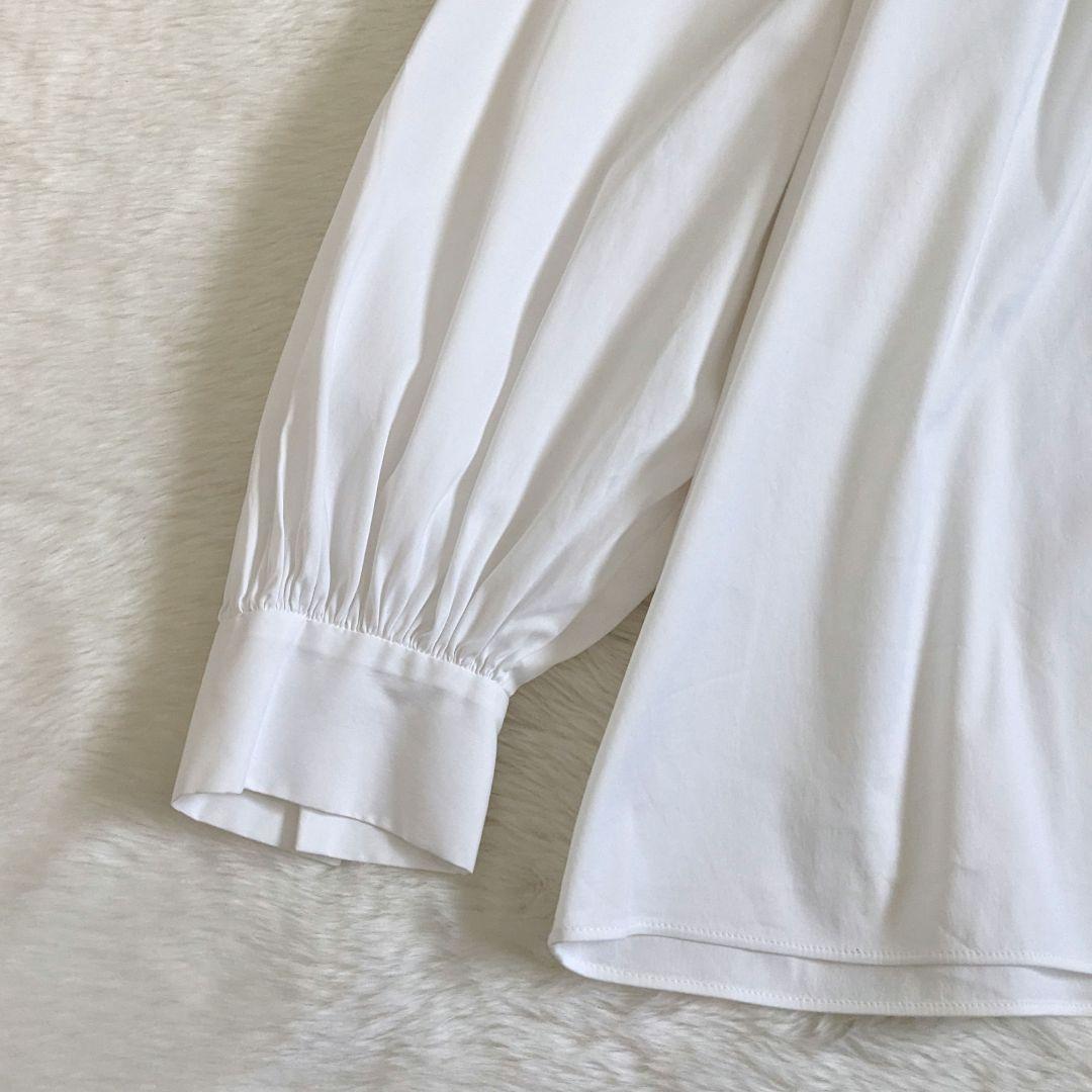 トゥモローランド ギャザーブラウス 紐ボウタイ 長袖 白 23AW 36