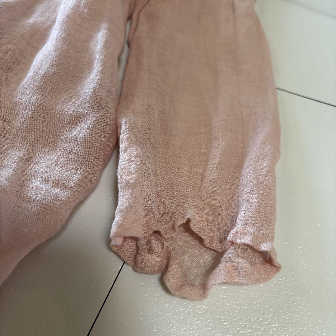 美品nest robe ピンク 麻100 カーディガン風ロングシャツ ガウン