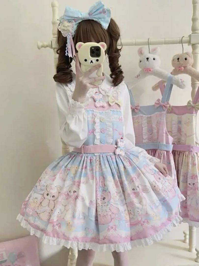 大人気❤️春ロリータセットアップ　ジャンスカ&ブラウス　女子会デートに最適