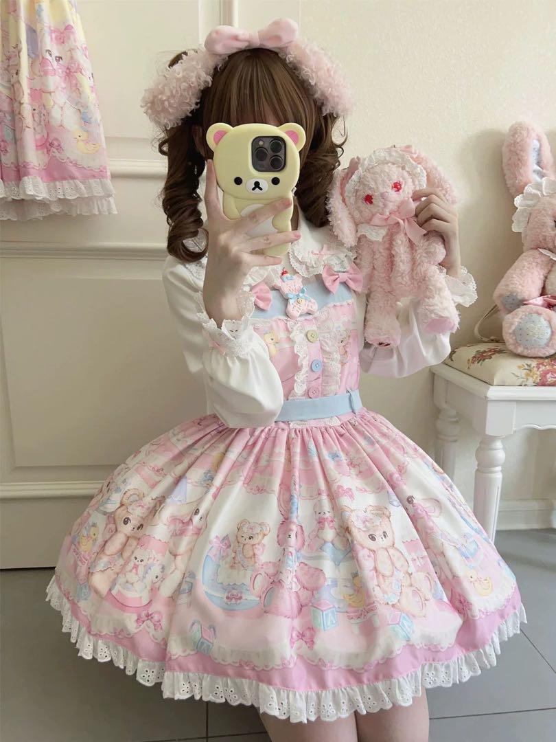 大人気❤️春ロリータセットアップ　ジャンスカ&ブラウス　女子会デートに最適