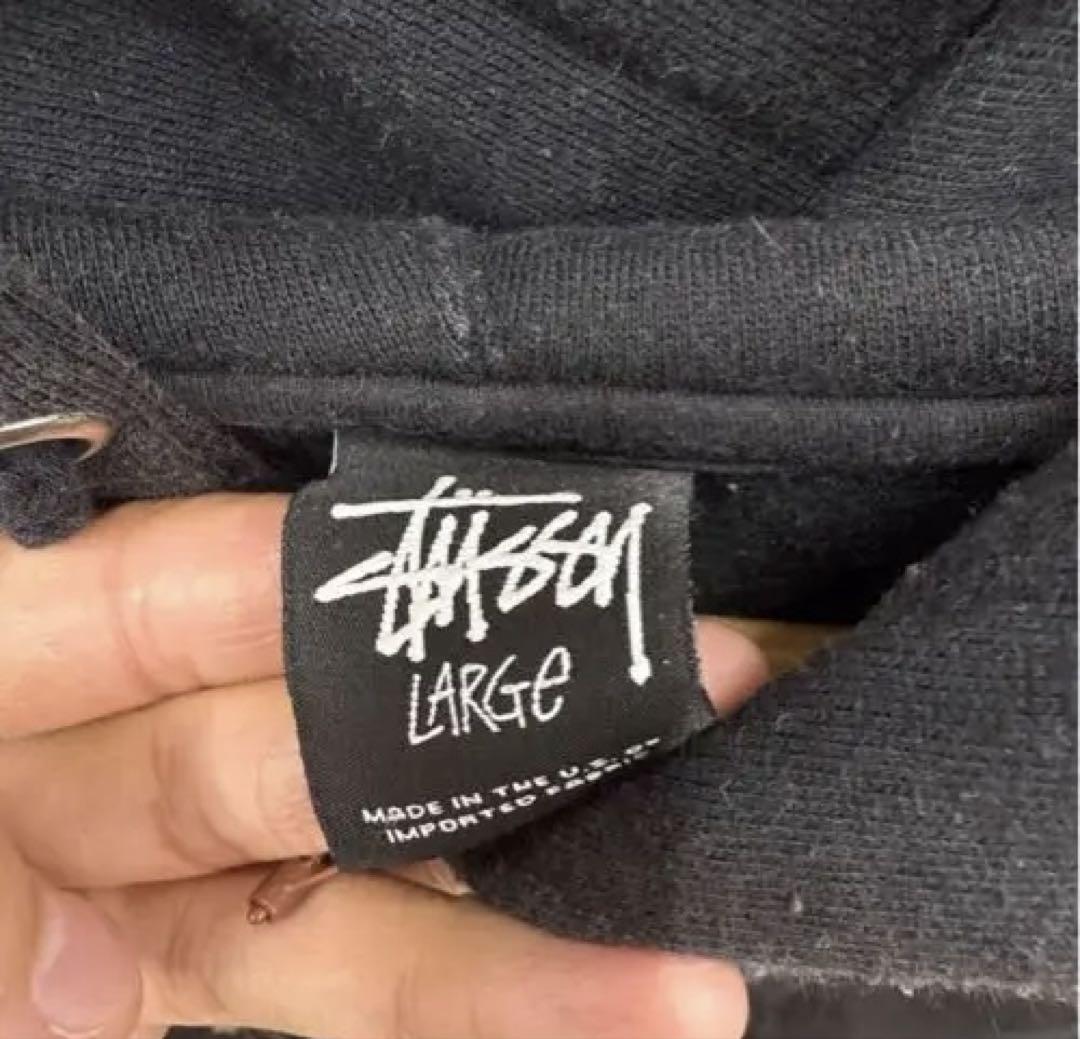 Stussy ブラックパーカー LARGE ⭕️値下げ可能