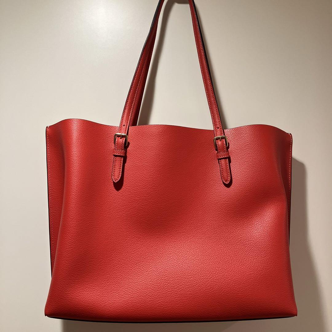 超爆安 COACH】レザートートバッグ A4収納可能 オレンジ バッグ