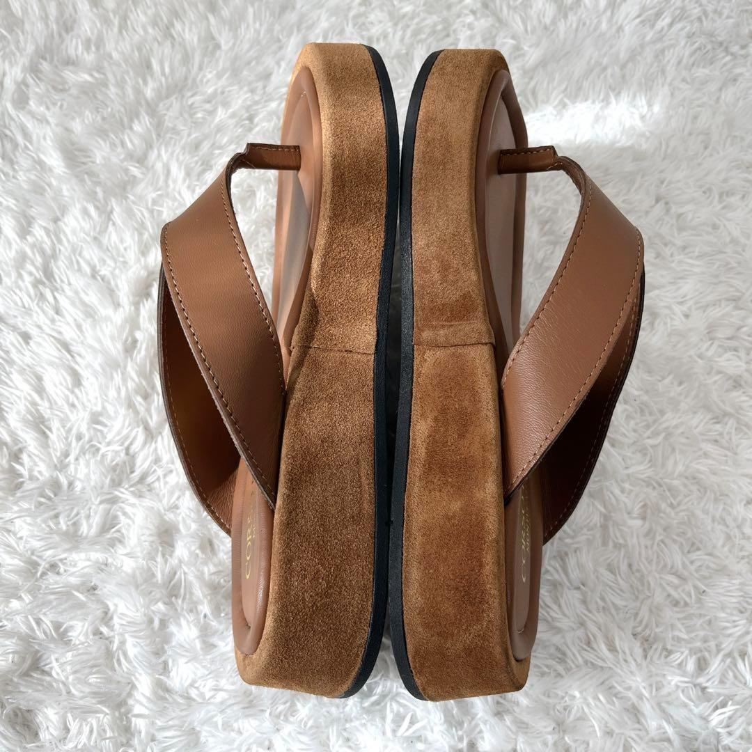 極美品✨CORSO ROMA 9 キャメル 厚底トングサンダル 36