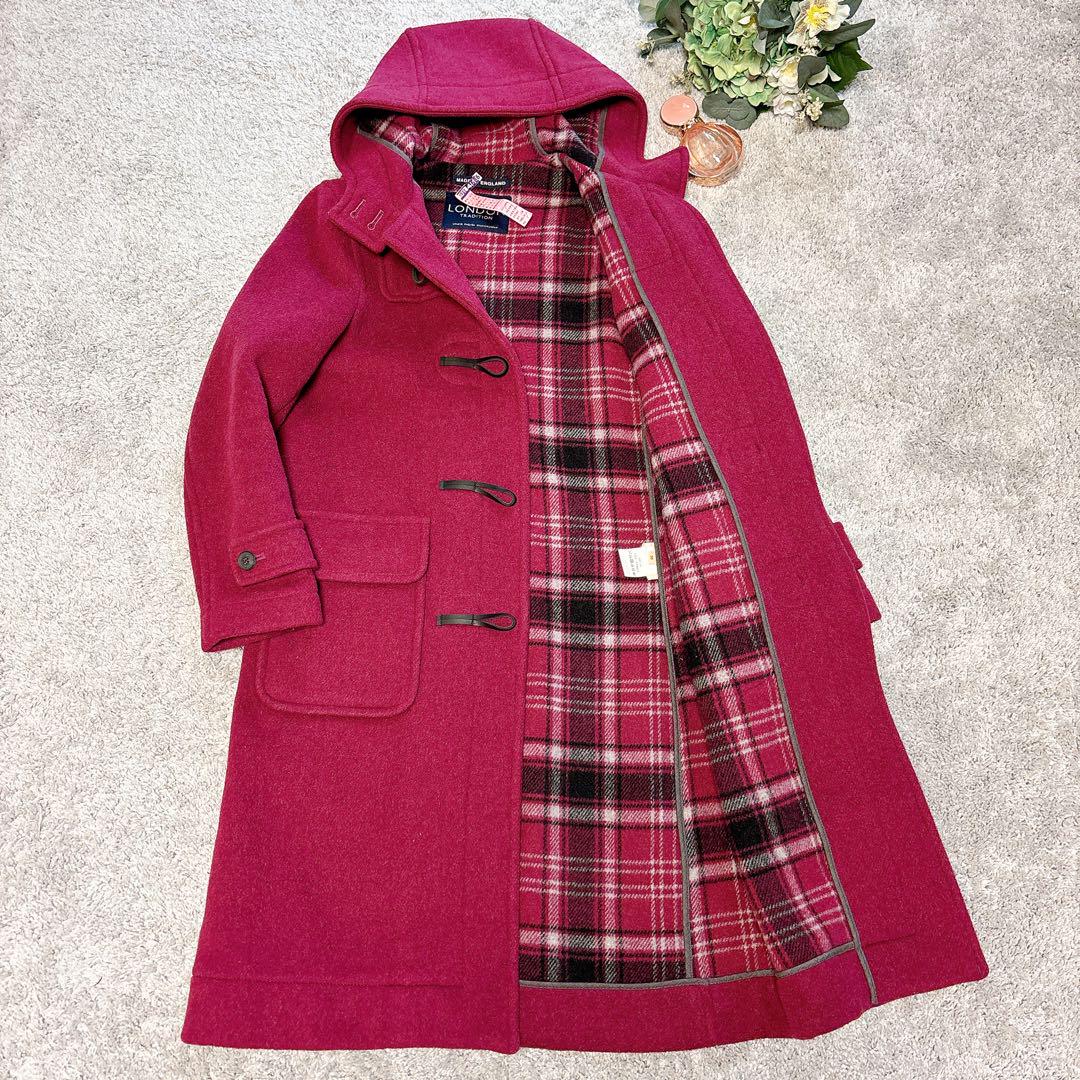 【美品】ロンドントラディション　ダッフルコート　ワインレッド36 ロング