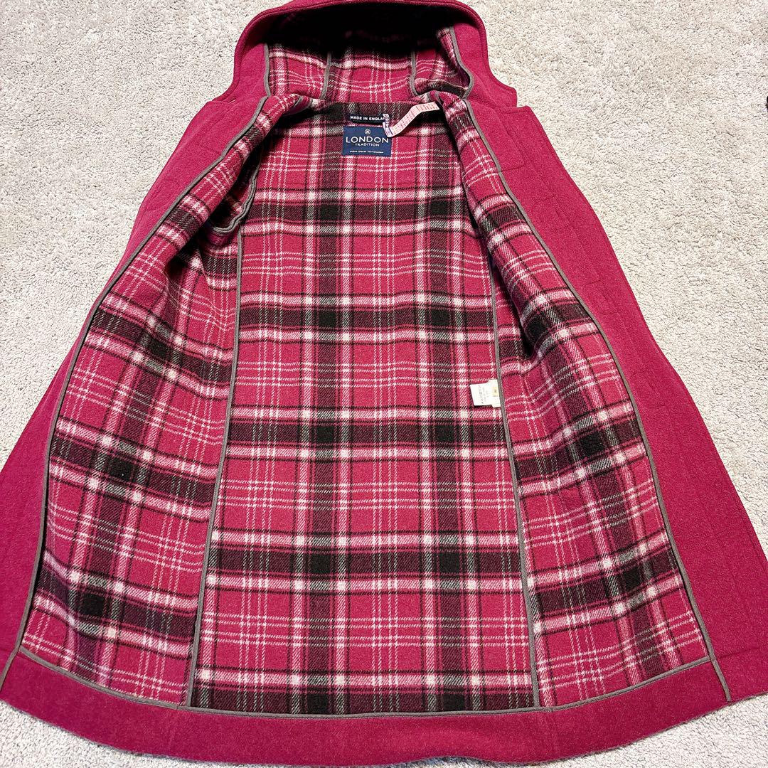 【美品】ロンドントラディション　ダッフルコート　ワインレッド36 ロング
