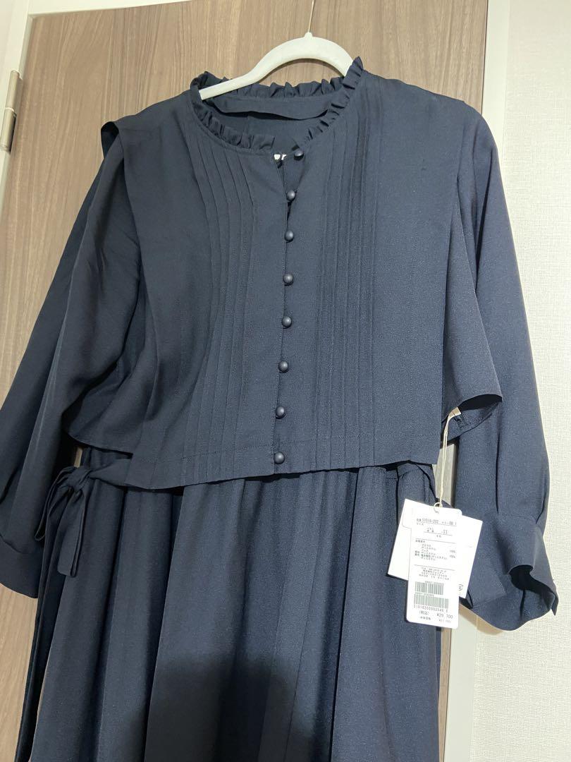 秋冬セール新品タグローズティアラ大きいサイズ46紺セットアップリボンワンピース