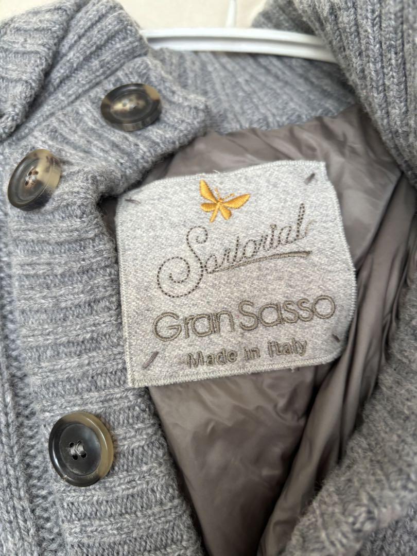 グランサッソ Gransasso グレー ケーブル編み ニットダウン