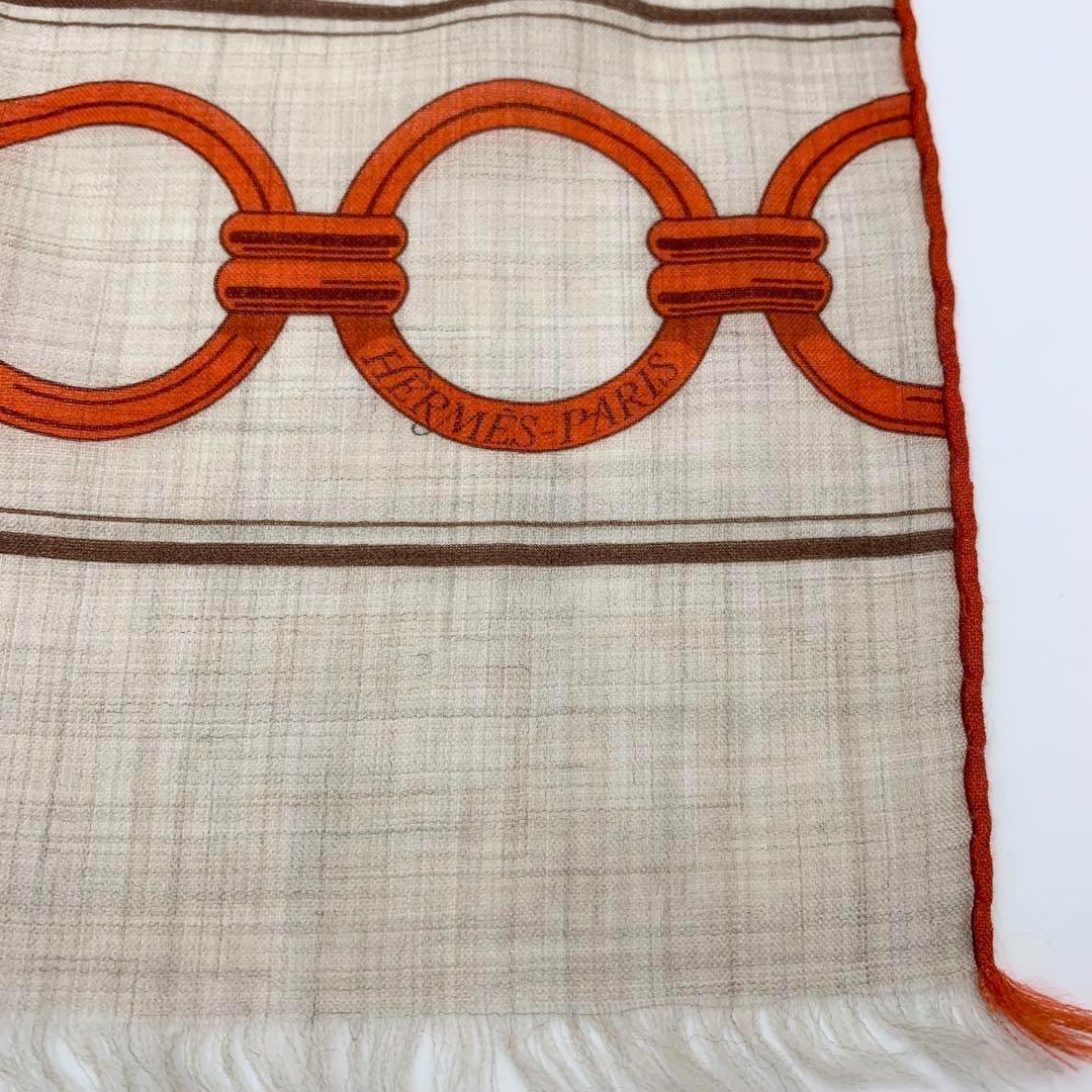 エルメス HERMES ストール カシミヤ100% チェーン ベージュ マフラー