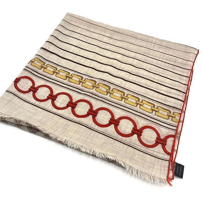 エルメス HERMES ストール カシミヤ100% チェーン ベージュ マフラー