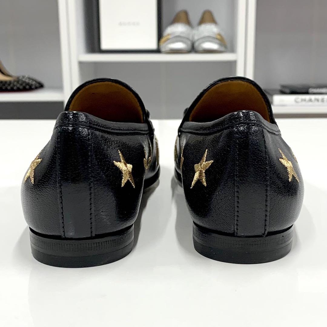 未使用 グッチ レザー ホースビット スター bee ローファー 未使用 グッチ レザー ホースビット スター bee ローファー