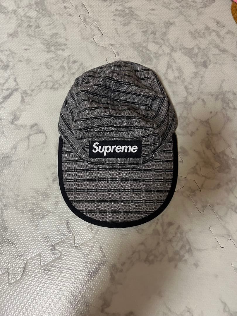 Supreme チェック柄 グレーキャップSUPREME