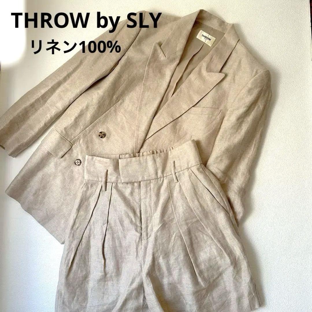 THROWbySLYリネン100%セットアップジャケットとショートパンツ