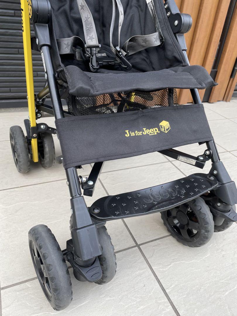 美品　Jeep ベビーカー ブラック　バギー　B型　折り畳み式　黄色