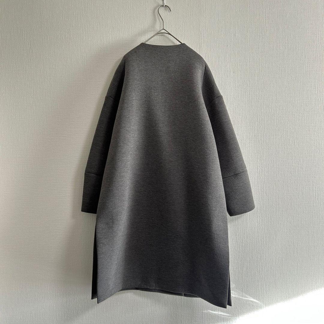【美品】ebure ノーカラーボンディングコート エブール