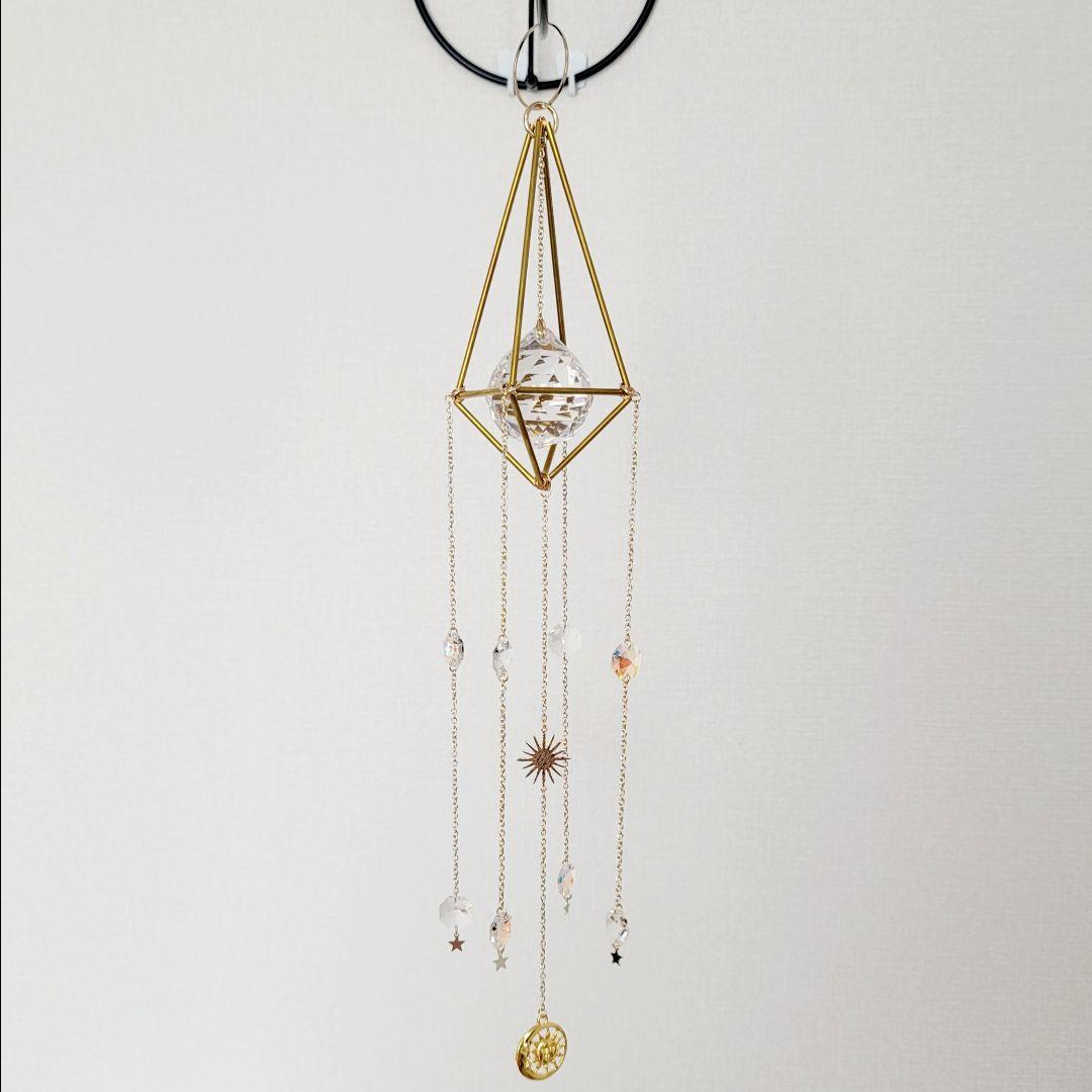 【No.3】月と太陽のサンキャッチャー(ゴールド/クリスタル)