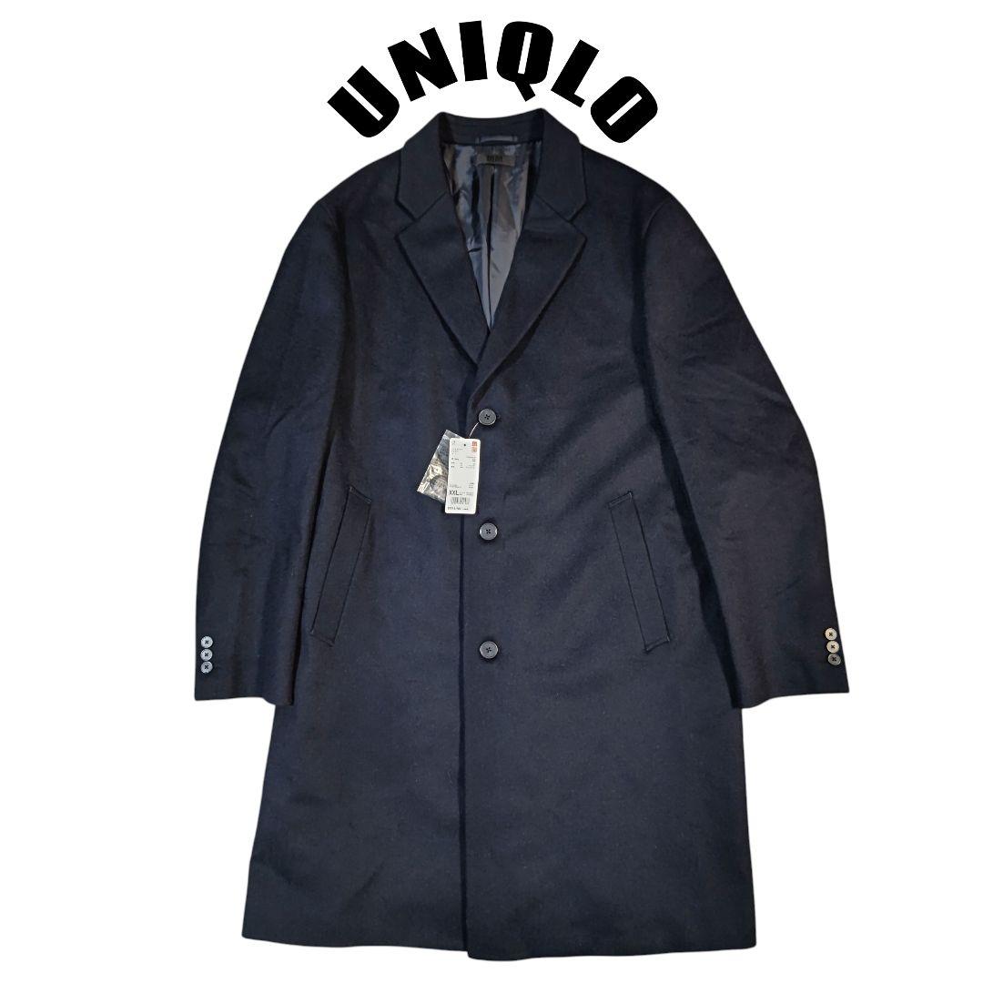 【未使用品】XXLサイズ ユニクロ ウールカシミヤチェスターコート ネイビー