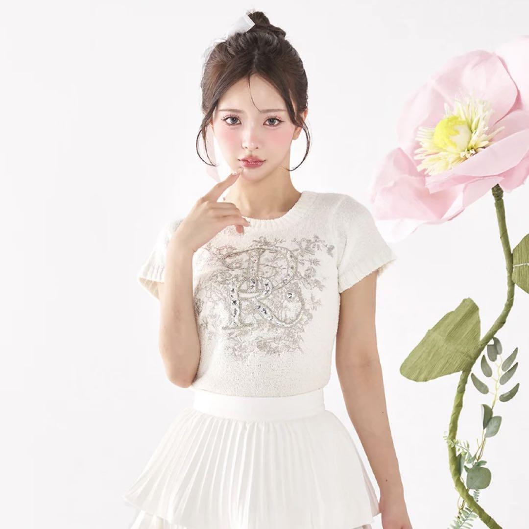 Darich DRビジューフラワーニットトップス WHT ホワイト 白 新品