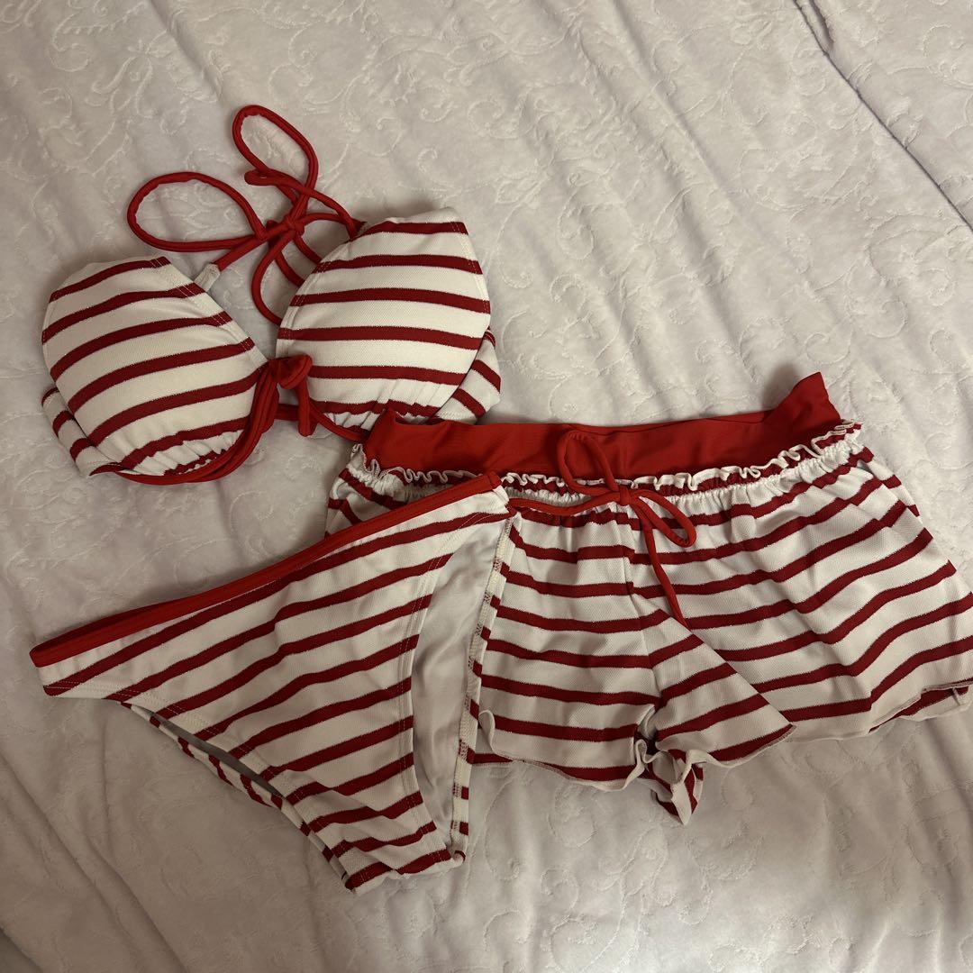 まさみ サイン入り 赤ビキニ ポートレート L 赤 水着 レディース ビキニ セクシー ホルターネック 胸パッド