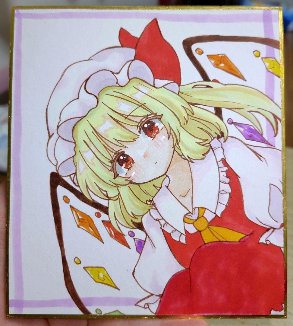 ❤︎東方project手描きイラスト❤︎アナログイラスト●寸松庵色紙● フランドール 東方project フランドール 手描きイラスト ファンアート 小色紙