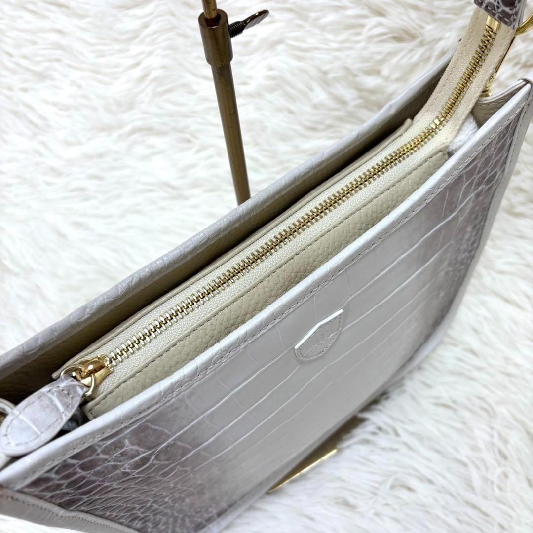 【新品】RODANIAロダニア　バンブー　クロコ レザー 3WAY バッグ 新品】RODANIAロダニア バンブー クロコ レザー 3WAY バッグ