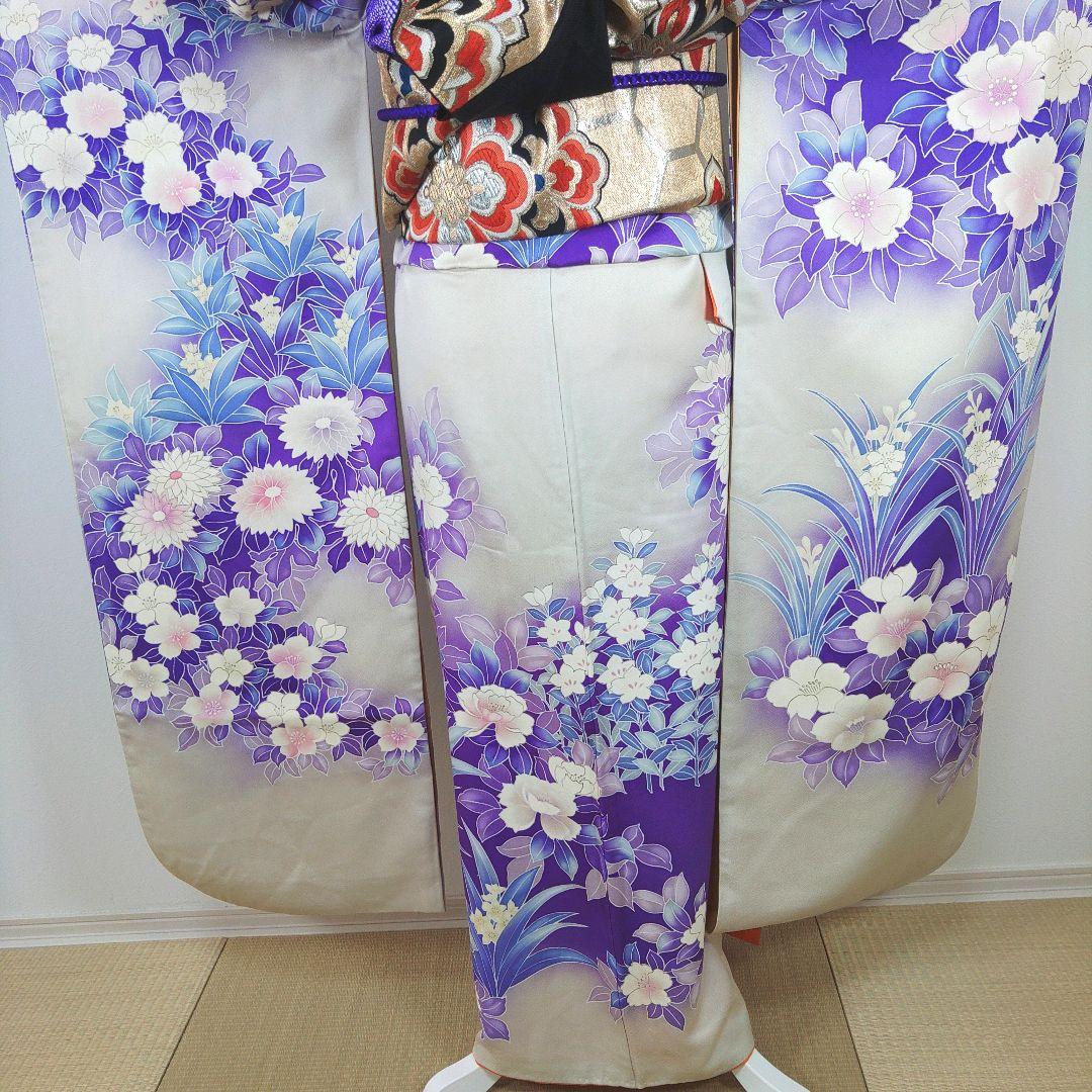 格安！！　振袖フルセット　7点　成人式　結婚式　前撮り　グレー　　ブルー　高身長