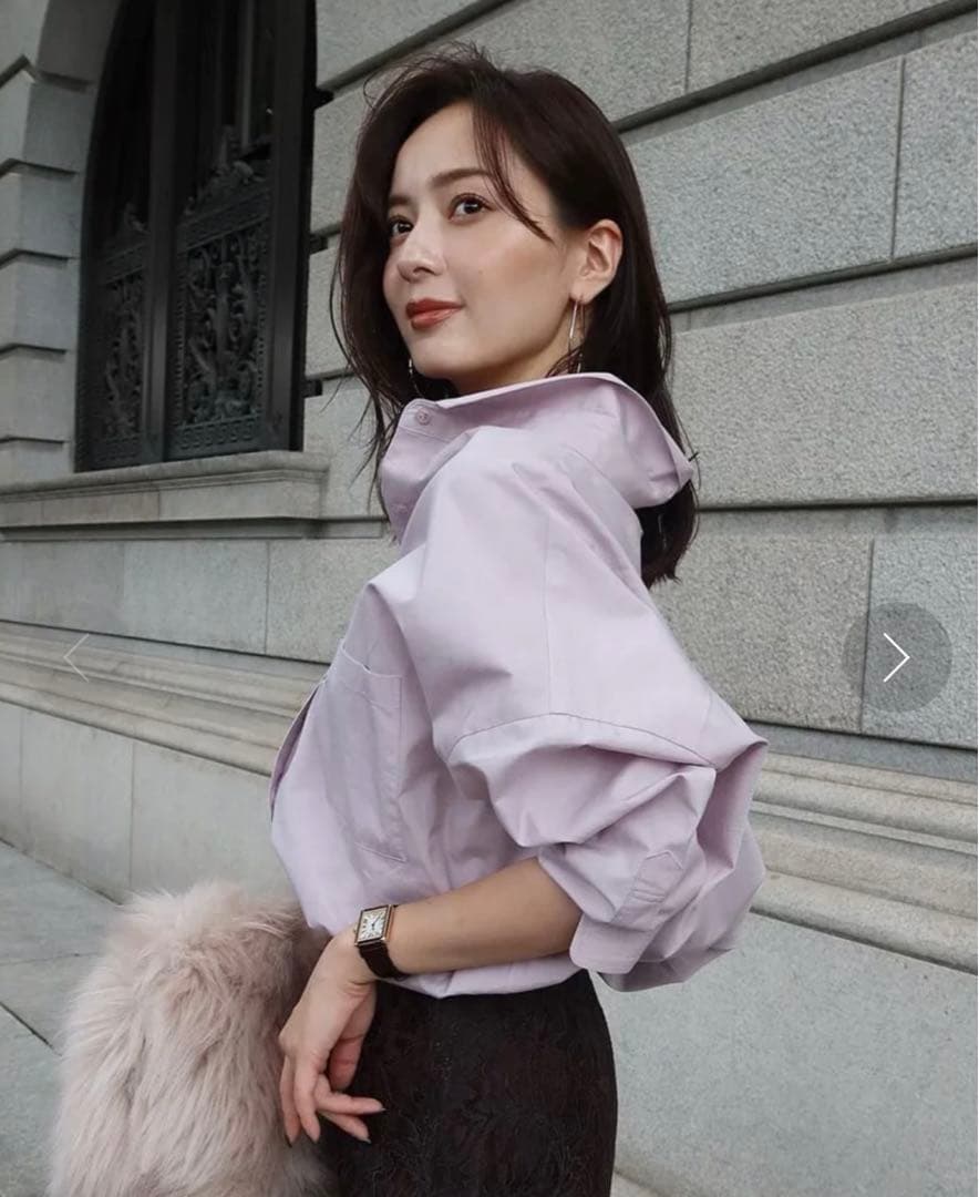 [美品] anuans スタンダードシャツ（GRAYISH PINK）