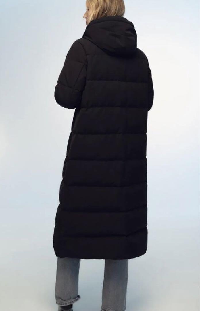 新品　ZARA ロングダウンコート　ベンチコート　M ブラック　ザラ