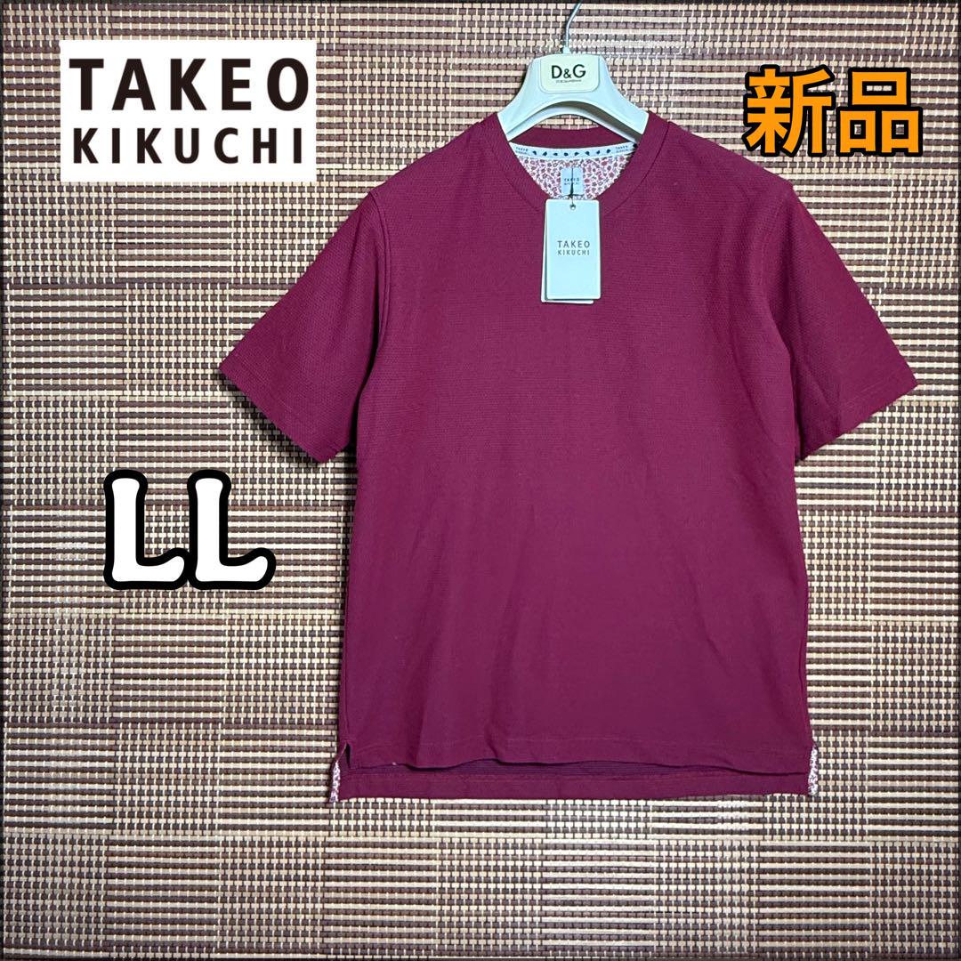 新品 TAKEO KIKUCHI ポリジン Vネック 吸汗速乾Tシャツ LL