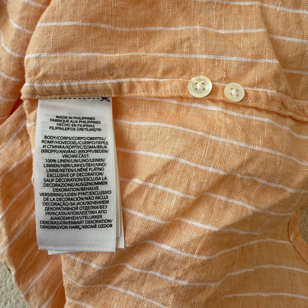 POLO ラルフローレン　ストライプ　リネンシャツ　オレンジ　S