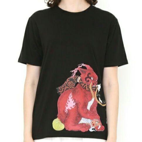 名作 石黒亜矢子 グラニフ 猫 ユニセックス 阿吽 Tシャツ トップス