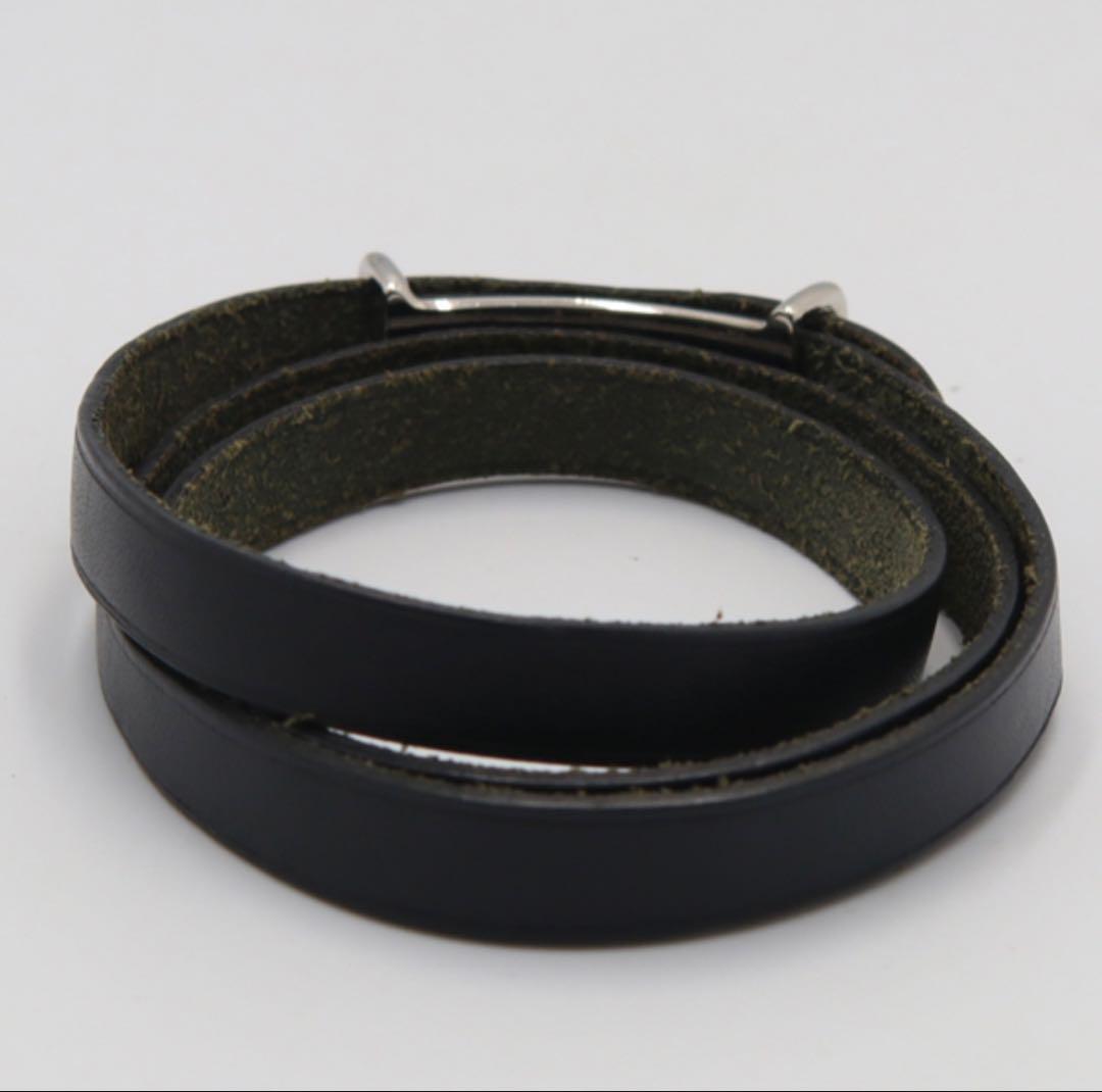 HERMES エルメス　アピ2 ブラックレザーブレスレット