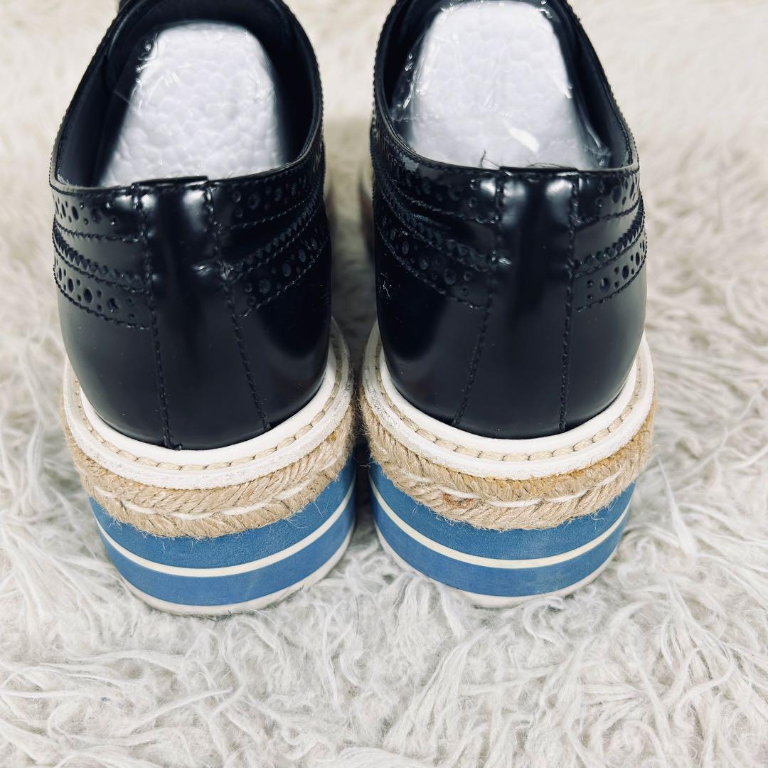 美品 PRADA プラダ エスパドリーユ ウイングチップ レースアップ
