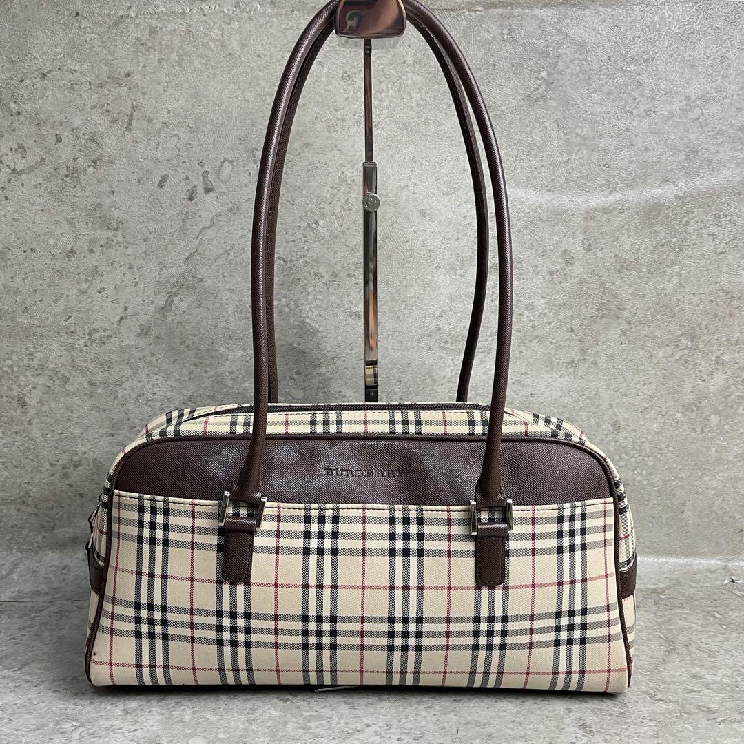 良品✨ バーバリー トートバッグ ノバチェック ロゴ刻印 ロゴ