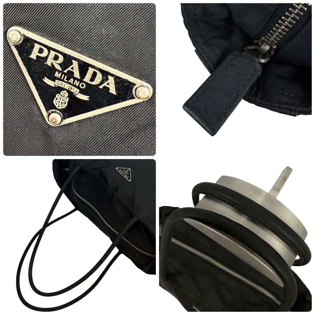 【A4対応】PRADA プラダ トートバッグ 肩掛けカバン 三角ロゴ ブラック