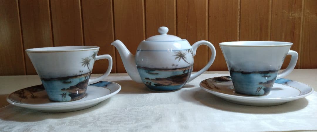 カカオサンパカ/ポット＋カップ＆ソーサー２客のセット/美品