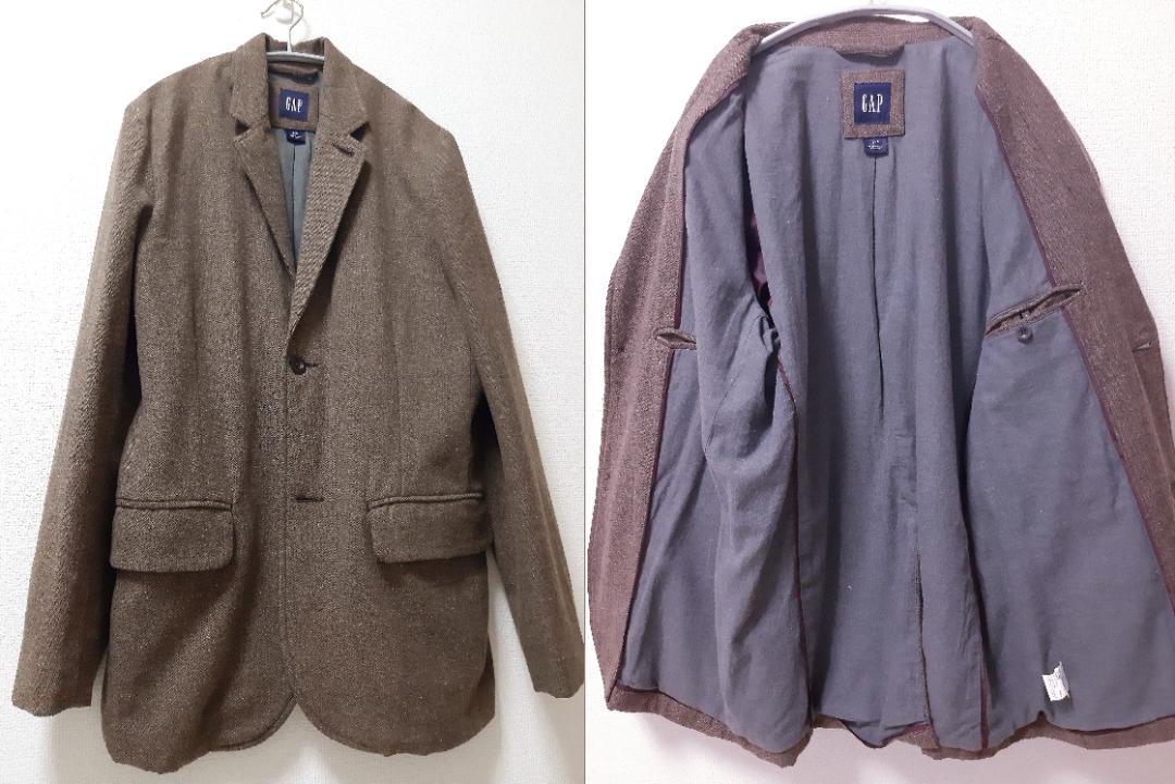 人気新作 90's古着 OLD GAP ウールツイードジャケット ブラウン S M~L yNk2F-m60934823442 安い定番