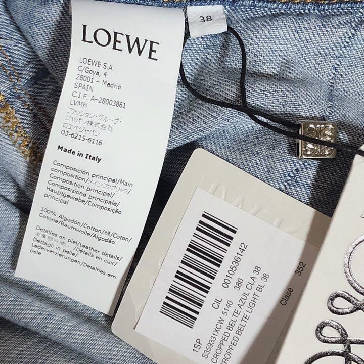 格安低価 新品 ジーンズ ワイドパンツ デニム 38 AMWbO-m60941799879 LOEWE クロップド ベルテッド 在庫日本製