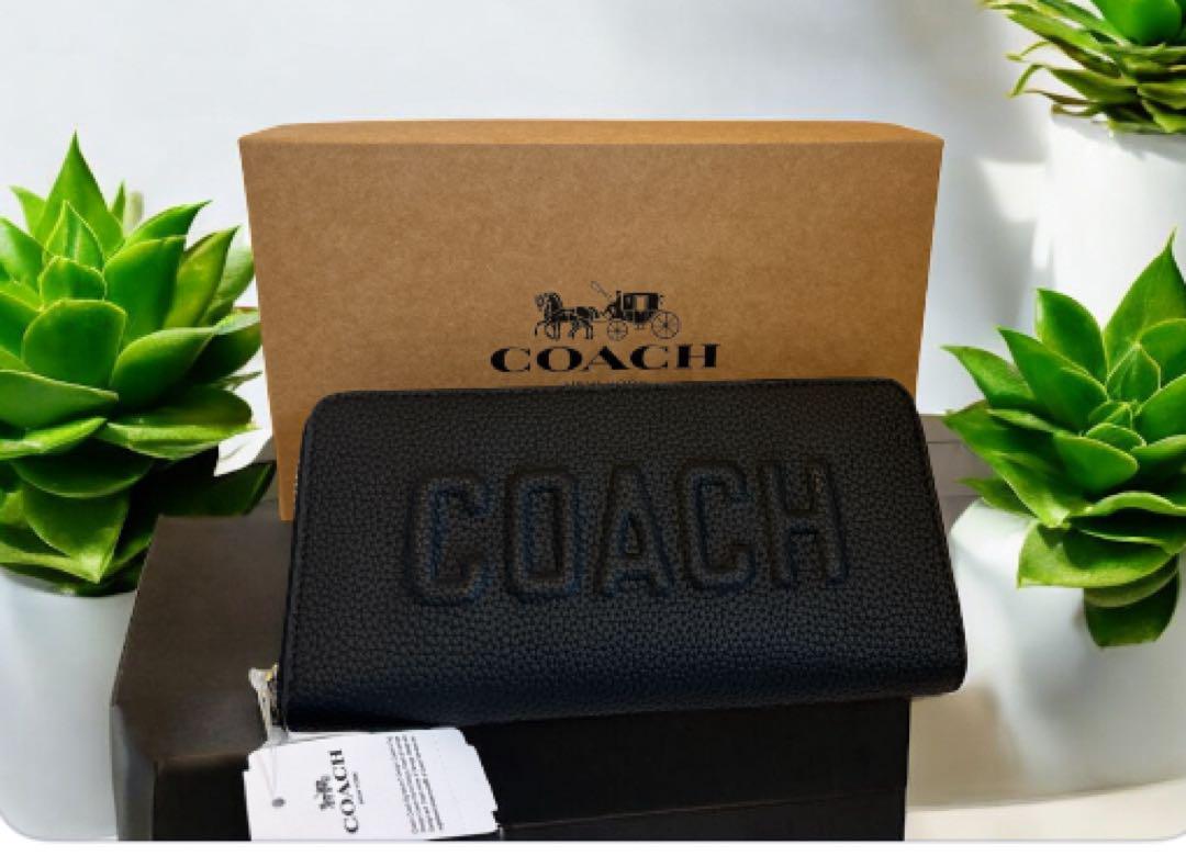 COACH エンボス加工 ブラック長財布 COACH 【新品】長財布エンボス新作 - メルカリ