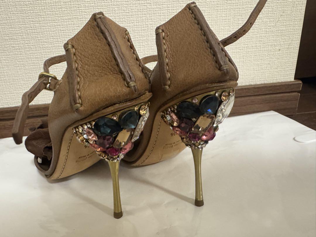 miu miu ビジュー フラワー装飾 サンダル 36
